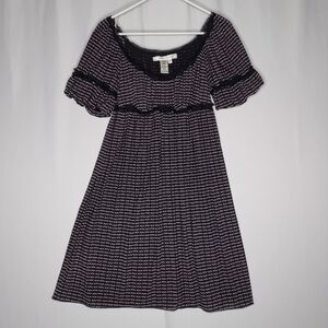 Studio M Empire Dress Women Small Mesh Print Babydoll Milkmaid Coquette Y2K‎ 00s